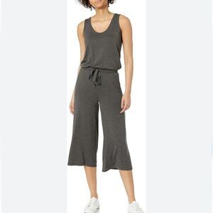 Daily Ritual soft viscose charcoal gray drawstring waist cropped jumpsuit M